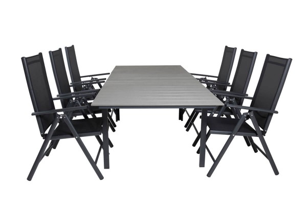 Levels & Break matgrupp 1 bord + 6 stolar svart Venture Home