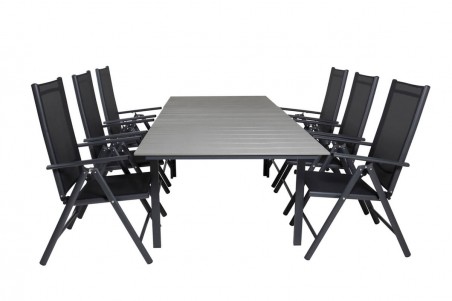 Levels & Break matgrupp 1 bord + 6 stolar svart Venture Home