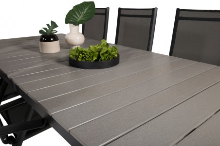 Levels & Break matgrupp 1 bord + 6 stolar svart/grå Venture Home