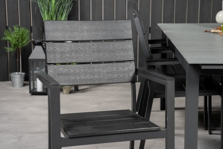 Levels rektangulär matgrupp 1 bord + 6 stolar svart/grå Venture Home