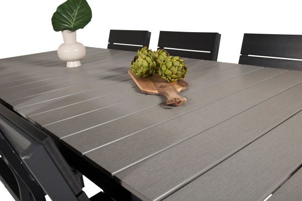 Levels rektangulär matgrupp 1 bord + 6 stolar svart/grå Venture Home