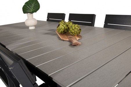 Levels rektangulär matgrupp 1 bord + 6 stolar svart/grå Venture Home