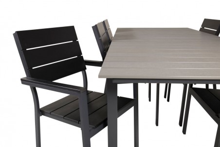Levels rektangulär matgrupp 1 bord + 6 stolar svart/grå Venture Home