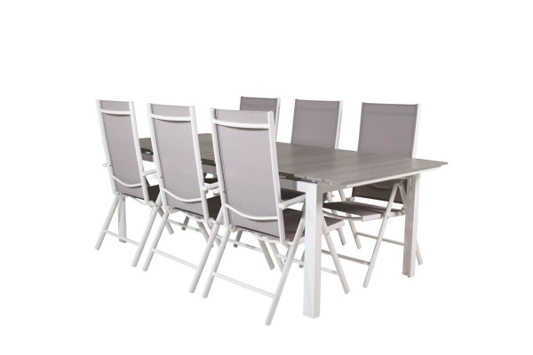 Levels & Break matgrupp 1 bord + 6 stolar vit/grå Venture Home