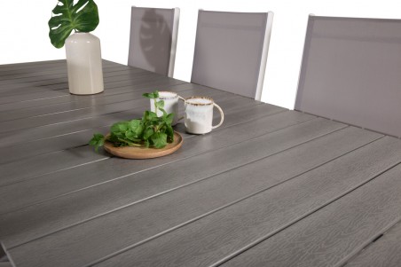 Levels & Break matgrupp 1 bord + 6 stolar vit/grå Venture Home