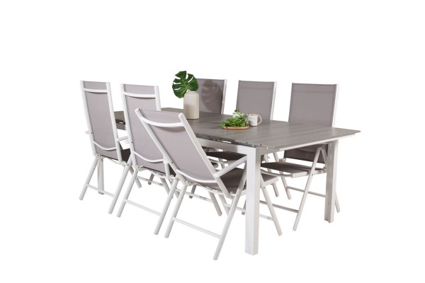Levels & Break matgrupp 1 bord + 6 stolar vit/grå Venture Home