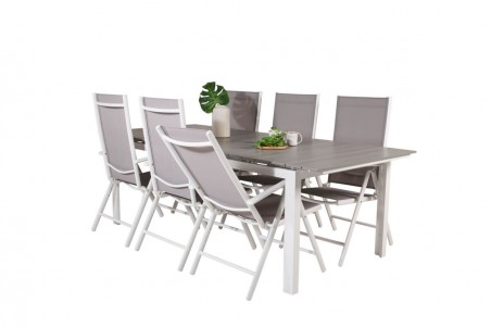 Levels & Break matgrupp 1 bord + 6 stolar vit/grå Venture Home