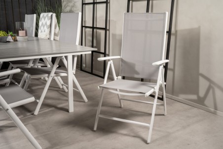Levels & Break matgrupp 1 bord + 8 stolar vit/grå Venture Home
