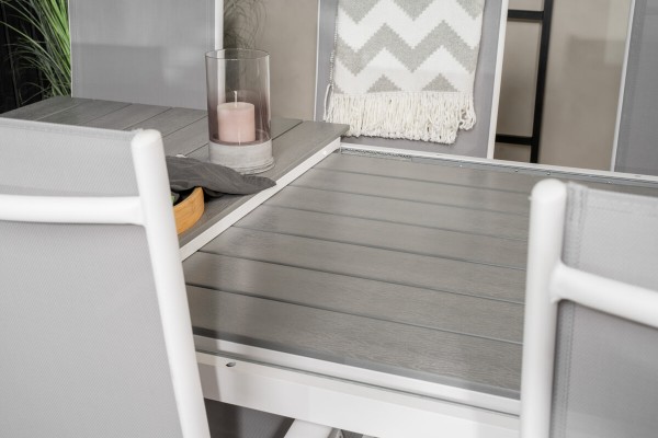Levels & Break matgrupp 1 bord + 8 stolar vit/grå Venture Home
