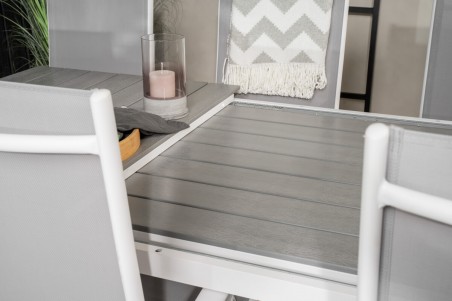 Levels & Break matgrupp 1 bord + 8 stolar vit/grå Venture Home