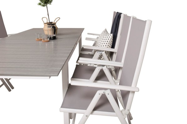 Levels & Break matgrupp 1 bord + 8 stolar vit/grå Venture Home
