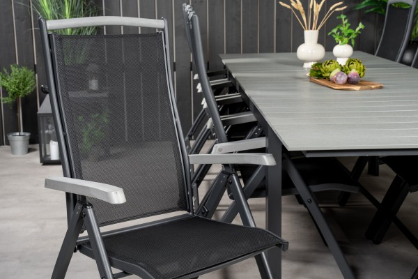 Levels & Albany matgrupp 1 bord + 10 stolar svart/grå Venture Home