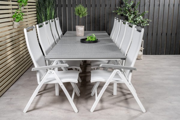 Levels & Albany matgrupp 1 bord + 10 stolar vit/grå Venture Home