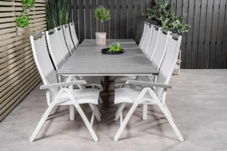 Levels & Albany matgrupp 1 bord + 10 stolar vit/grå Venture Home