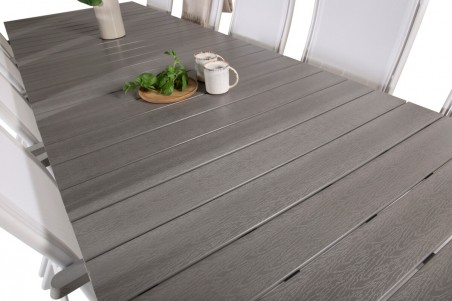Levels & Albany matgrupp 1 bord + 10 stolar vit/grå Venture Home