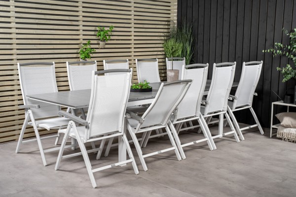 Levels & Albany matgrupp 1 bord + 10 stolar vit/grå Venture Home