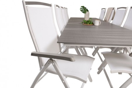 Levels & Albany matgrupp 1 bord + 10 stolar vit/grå Venture Home