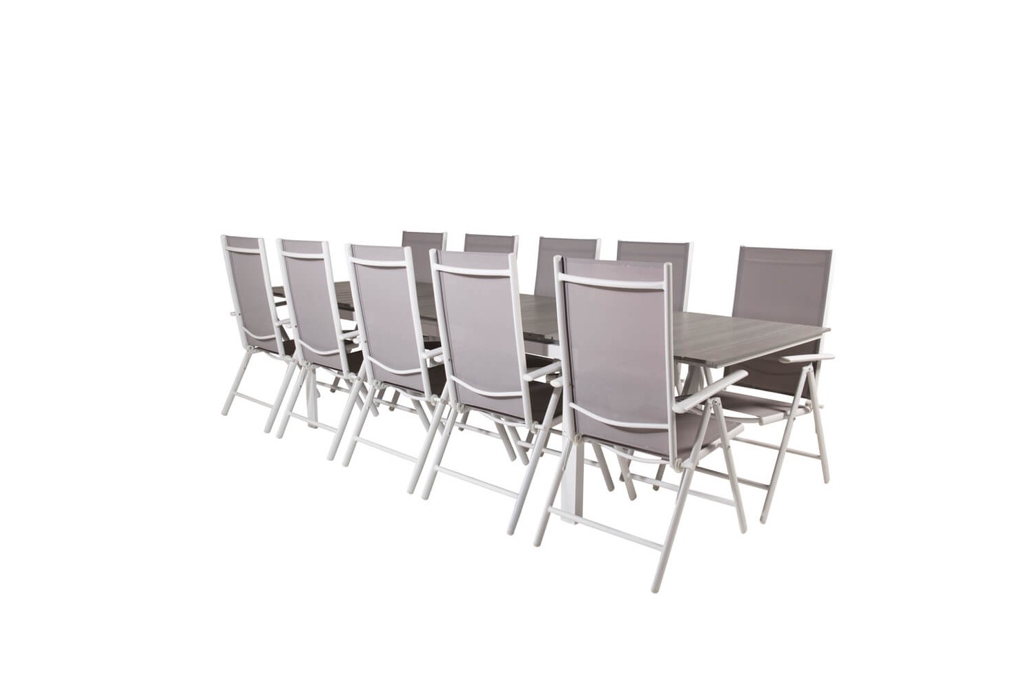 Levels & Break matgrupp 1 bord + 10 stolar grå/vit Venture Home