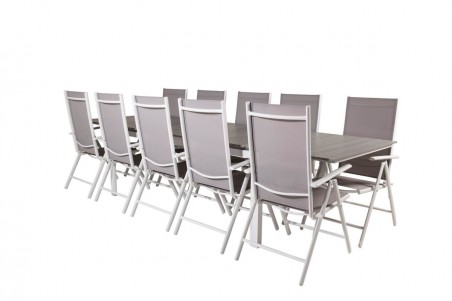 Levels & Break matgrupp 1 bord + 10 stolar grå/vit Venture Home