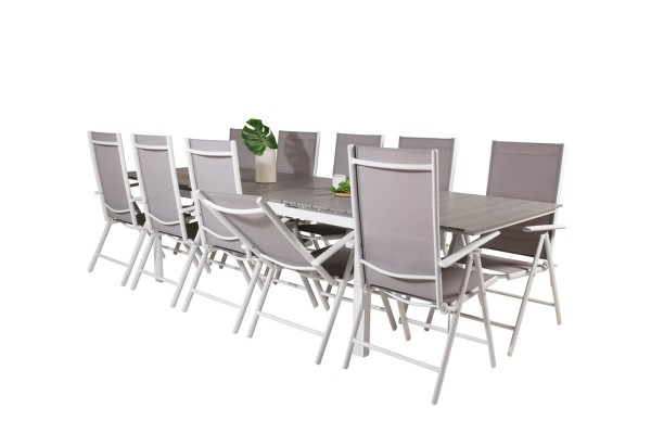 Levels & Break matgrupp 1 bord + 10 stolar grå/vit Venture Home