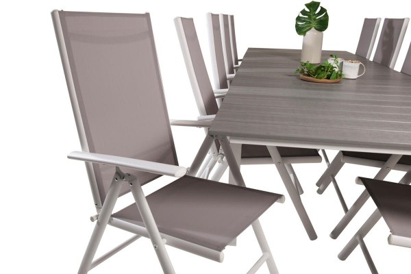 Levels & Break matgrupp 1 bord + 10 stolar grå/vit Venture Home