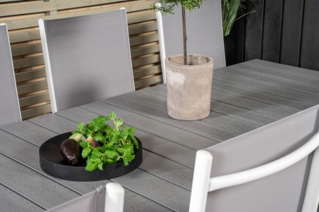 Levels & Break matgrupp 1 bord + 10 stolar grå/vit Venture Home