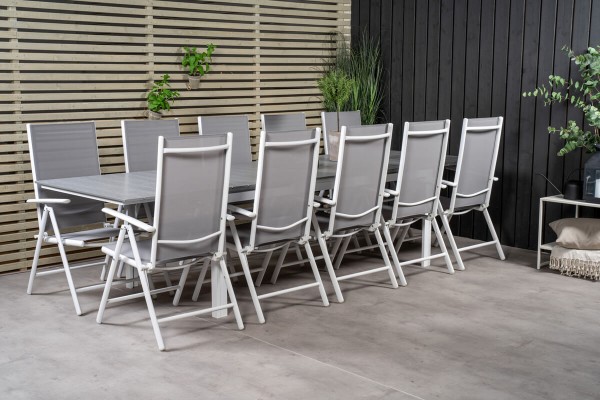 Levels & Break matgrupp 1 bord + 10 stolar grå/vit Venture Home
