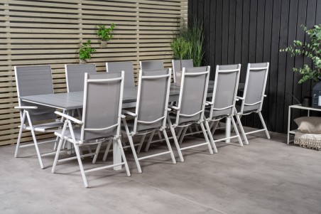 Levels & Break matgrupp 1 bord + 10 stolar grå/vit Venture Home