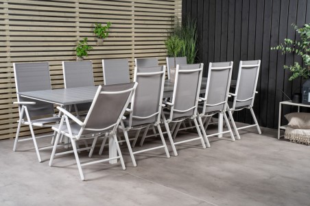 Levels & Break matgrupp 1 bord + 10 stolar grå/vit Venture Home