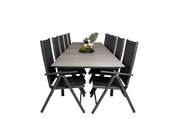 Levels & Break matgrupp 1 bord + 10 stolar svart/grå Venture Home