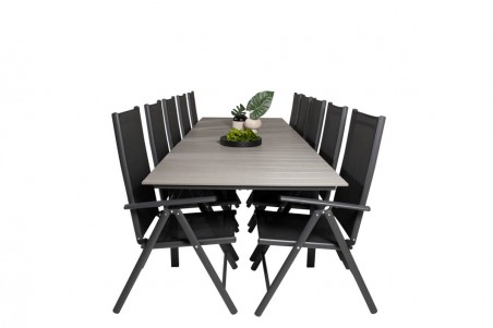 Levels & Break matgrupp 1 bord + 10 stolar svart/grå Venture Home