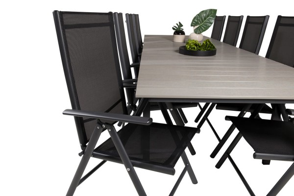 Levels & Break matgrupp 1 bord + 10 stolar svart/grå Venture Home