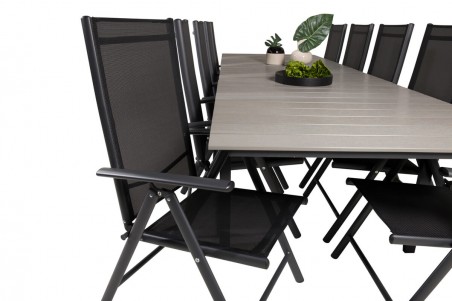 Levels & Break matgrupp 1 bord + 10 stolar svart/grå Venture Home