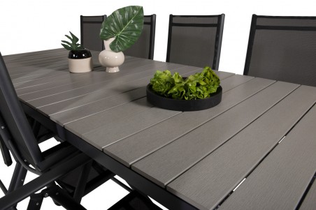 Levels & Break matgrupp 1 bord + 10 stolar svart/grå Venture Home