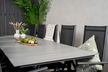 Levels & Break matgrupp 1 bord + 10 stolar svart/grå Venture Home
