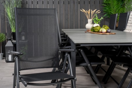 Levels & Break matgrupp 1 bord + 10 stolar svart/grå Venture Home