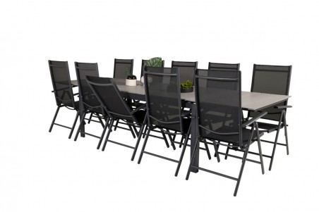 Levels & Break matgrupp 1 bord + 10 stolar svart/grå Venture Home