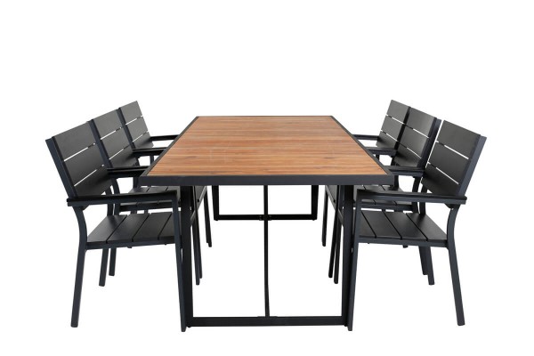 Khung, Levels matgrupp 1 bord + 6 stolar natur/svart Venture Home