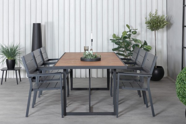 Khung, Levels matgrupp 1 bord + 6 stolar natur/svart Venture Home