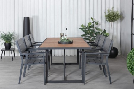 Khung, Levels matgrupp 1 bord + 6 stolar natur/svart Venture Home