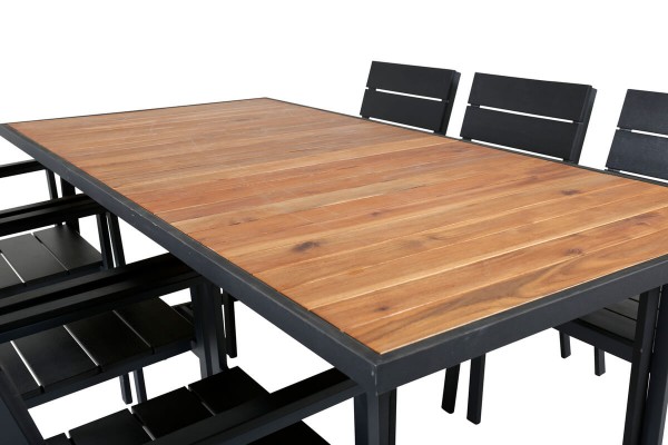 Khung, Levels matgrupp 1 bord + 6 stolar natur/svart Venture Home