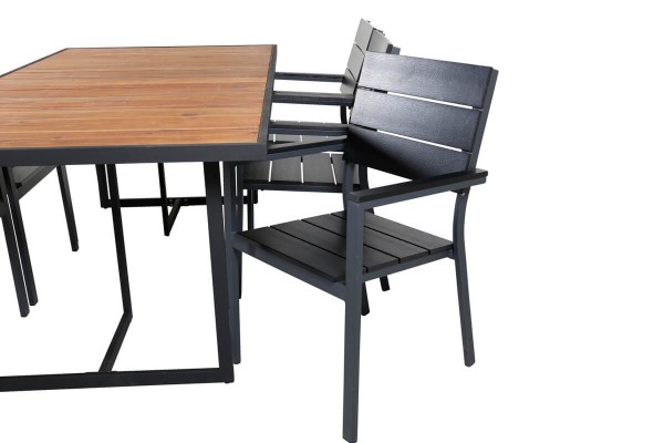 Khung, Levels matgrupp 1 bord + 6 stolar natur/svart Venture Home