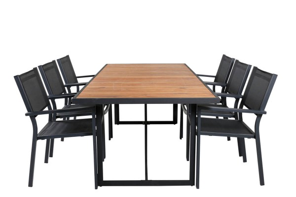 Khung, Copacabana matgrupp 1 bord + 6 stolar natur/svart Venture Home