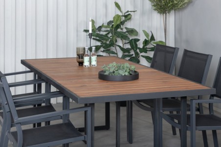 Khung, Copacabana matgrupp 1 bord + 6 stolar natur/svart Venture Home