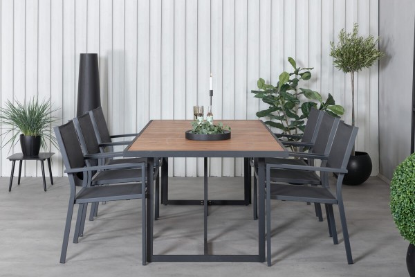 Khung, Copacabana matgrupp 1 bord + 6 stolar natur/svart Venture Home