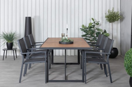 Khung, Copacabana matgrupp 1 bord + 6 stolar natur/svart Venture Home