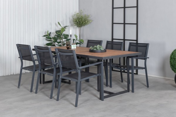 Khung, Copacabana matgrupp 1 bord + 6 stolar natur/svart Venture Home