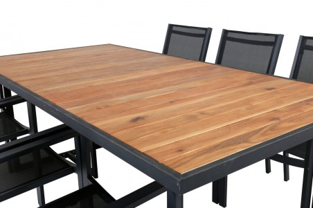 Khung, Copacabana matgrupp 1 bord + 6 stolar natur/svart Venture Home