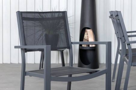Khung, Copacabana matgrupp 1 bord + 6 stolar natur/svart Venture Home