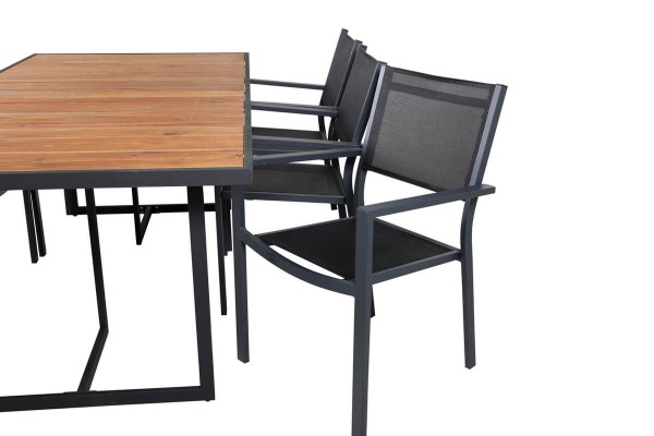Khung, Copacabana matgrupp 1 bord + 6 stolar natur/svart Venture Home